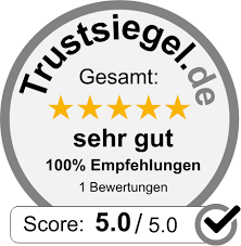 Nutzer der Bewertungsplattform Trustsiegel.de bewerten SecuConCept mit 5 Sterne Bestnote